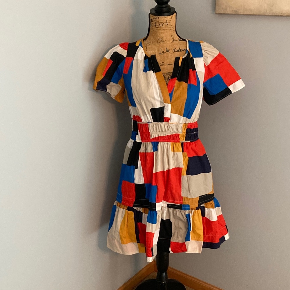 Anthropologie Multicolor Patchwork Mini Dress Wom… - image 1